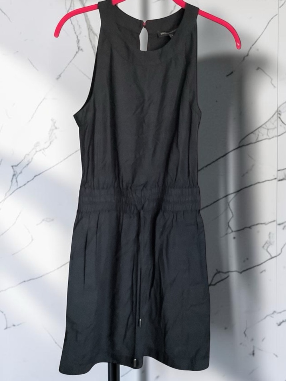 Banana Republic Black Sleeveless Drawstring Waist Dress, P2P:16.5”, L:35.5”